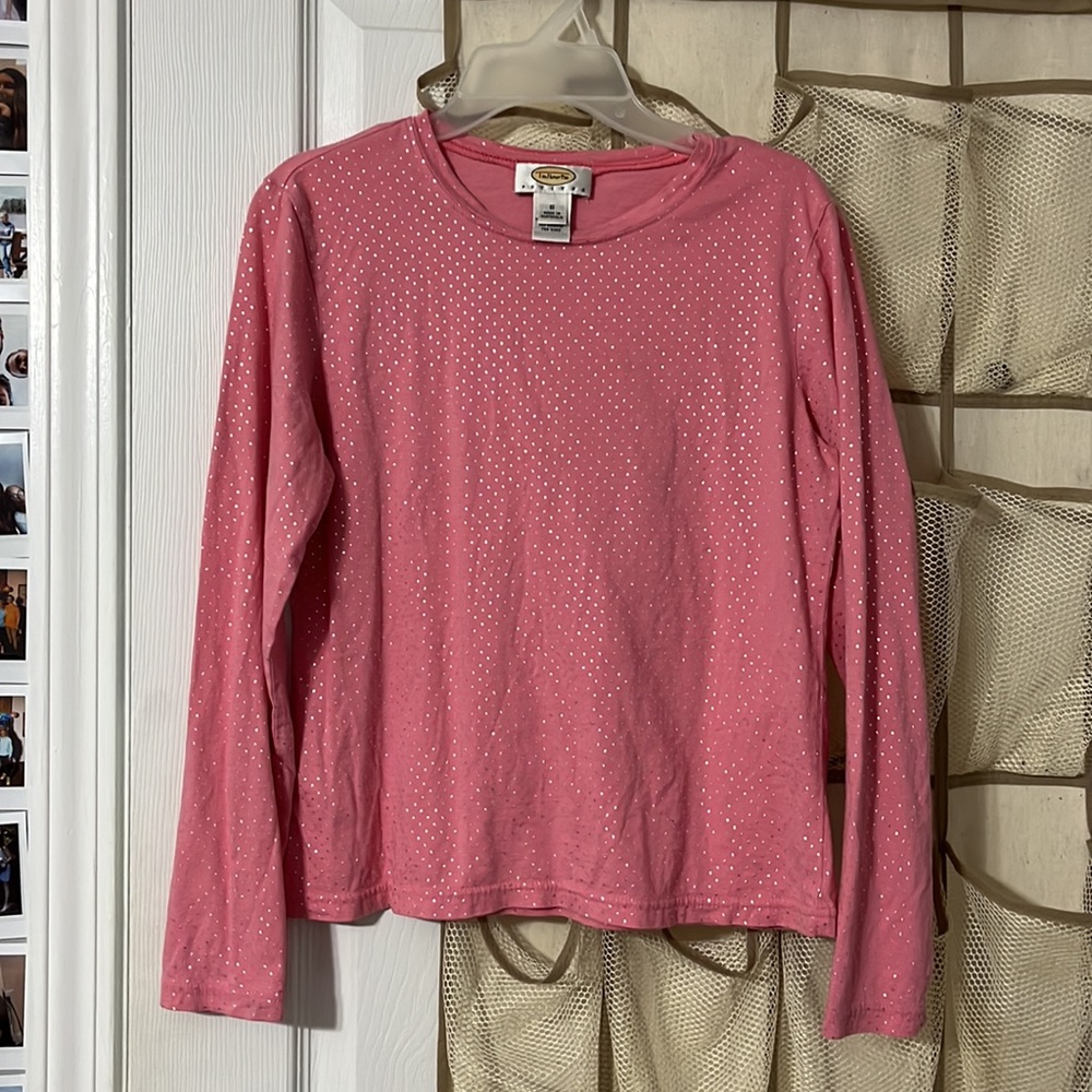 Talbots Petites Pink Sparkly Long Sleeve Shirt